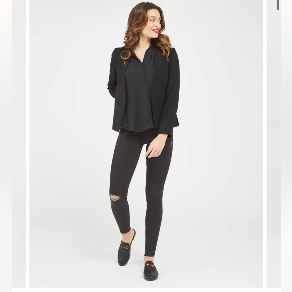 NWT Spanx Black distressed legging Jean denim ankle skinny - Picture 4 of 5